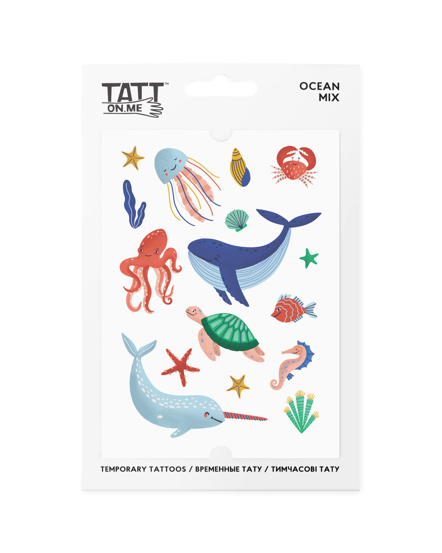 Ocean fish kids temporary tattoos TATTonme Ocean mix