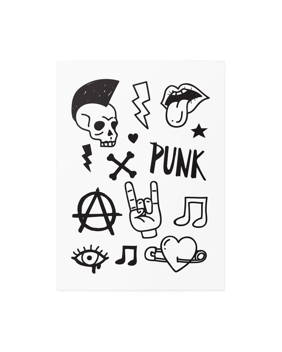 Punk music set. Old school color tattoo collection. Punker with mohawk  hairstyle, rock woman, guitarist girl. Hooligans lifestyle. Electric  guitar. Anarchy art. Vector graphics Stock Vector | Adobe Stock