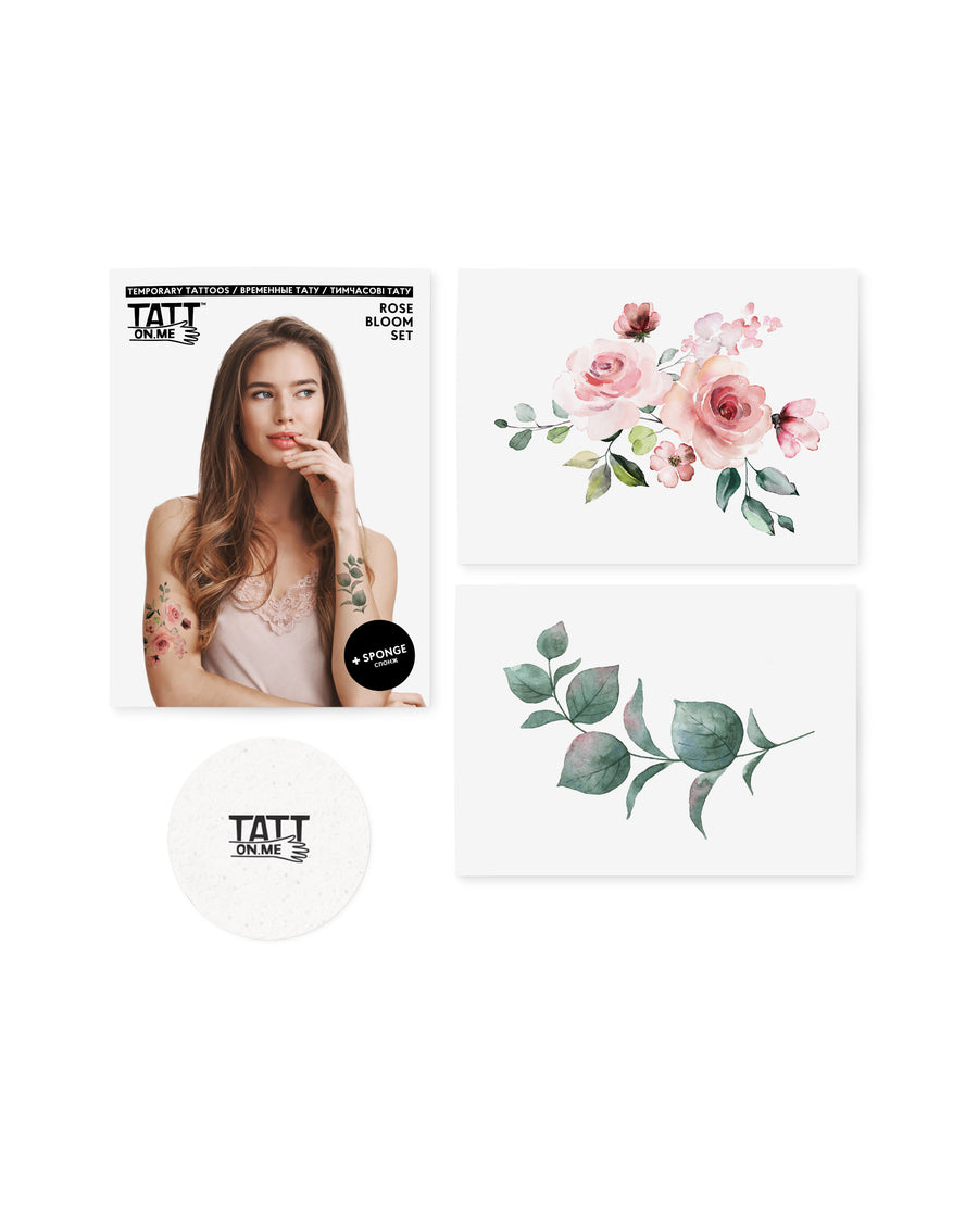 Roses floral temporary tattoos TATTonme Rose bloom set