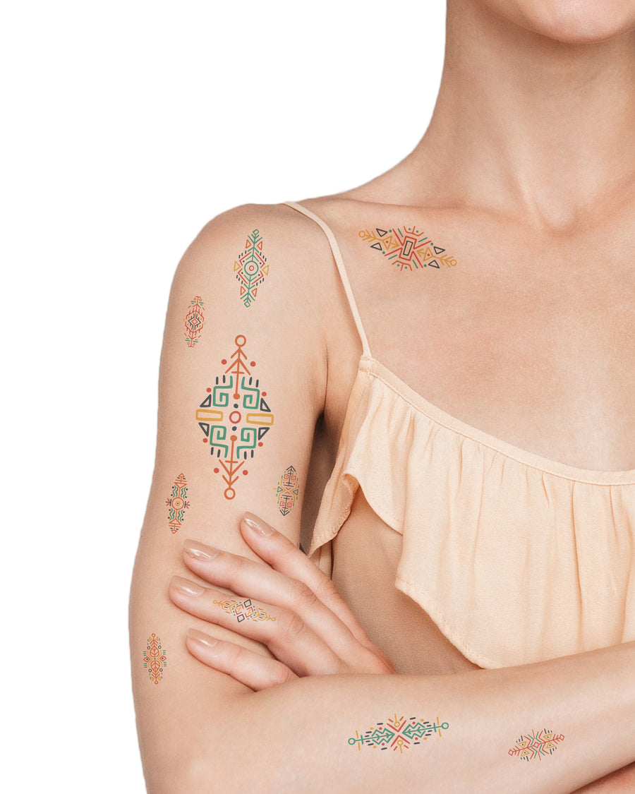 Aztek pattern temporary tattoos